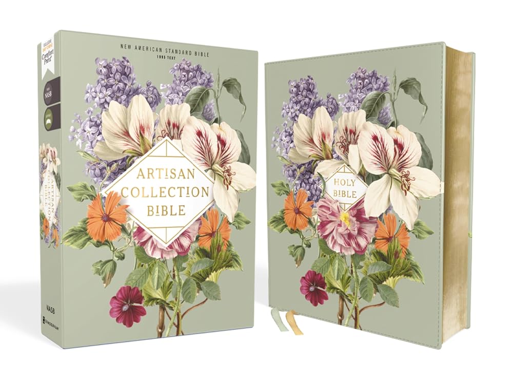 NASB, Artisan Collection Bible, Leathersoft, Sage Floral, Red Letter, 1995 Text, Comfort Print cover image