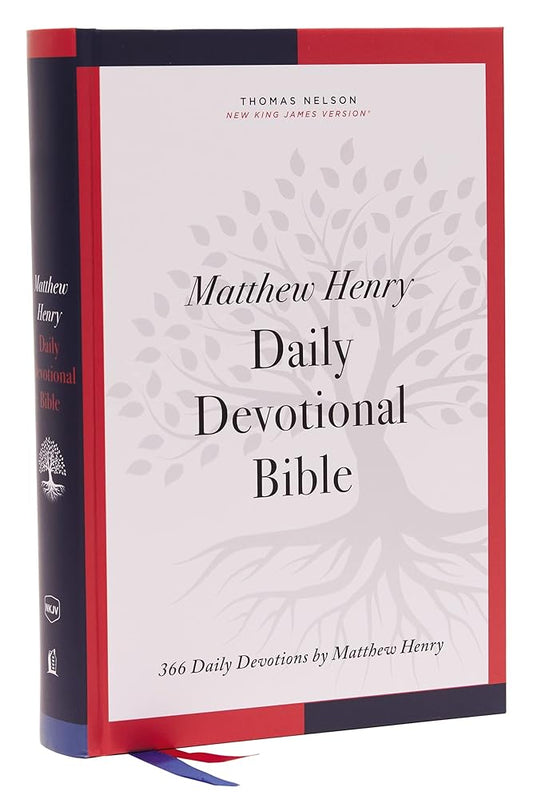 NKJV, Matthew Henry Daily Devotional Bible, Hardcover, Red Letter, Comfort Print: 366 Daily Devotions by Matthew Henry cover image