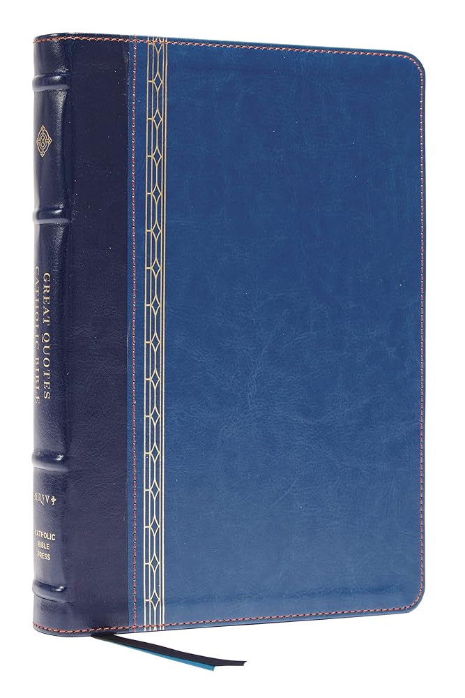 NRSVCE, Great Quotes Catholic Bible, Leathersoft, Blue, Comfort Print: Holy Bible cover image