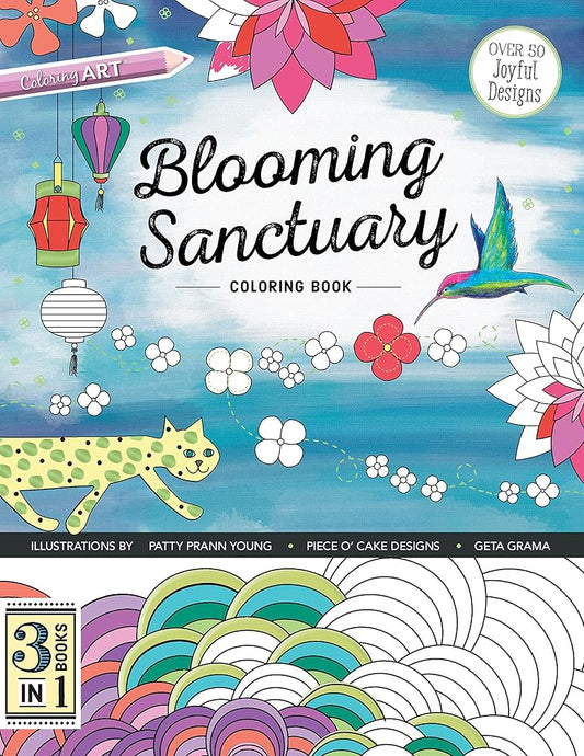Blooming Sanctuary Coloring Book: 3 Books in 1 cover image