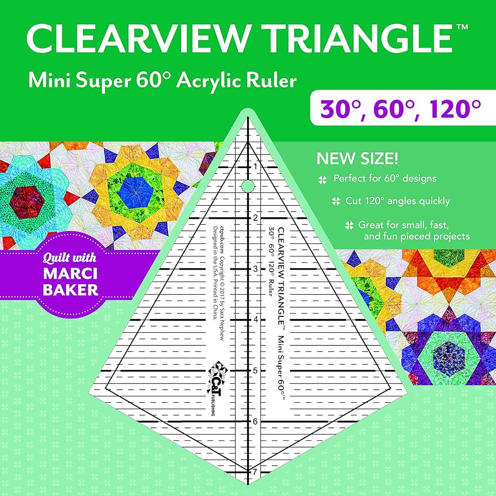 Clearview Triangle™ Mini Super 60™ Acrylic Ruler: 30 degree, 60 degree, 120 degree cover image