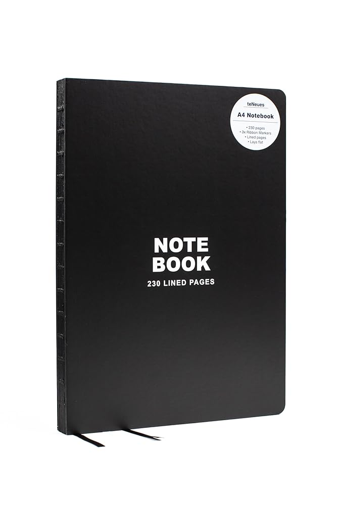 teNeues - Notebook Hardcover A4 - 230 Lined Pages with Lay Flat Binding, Classic Black: A4 Notebook: A4 Notebook cover image