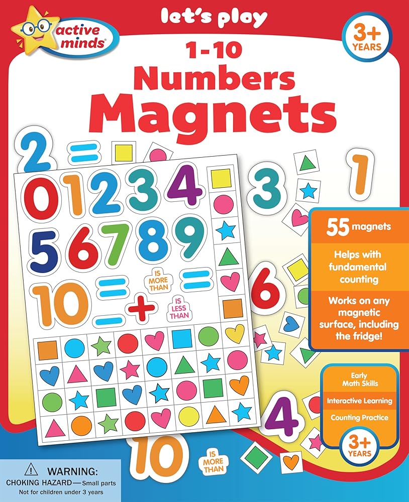 Active Minds - 1-10 Numbers Magnets - Great for Early Math and Counting Skills (Ages 3+) cover image