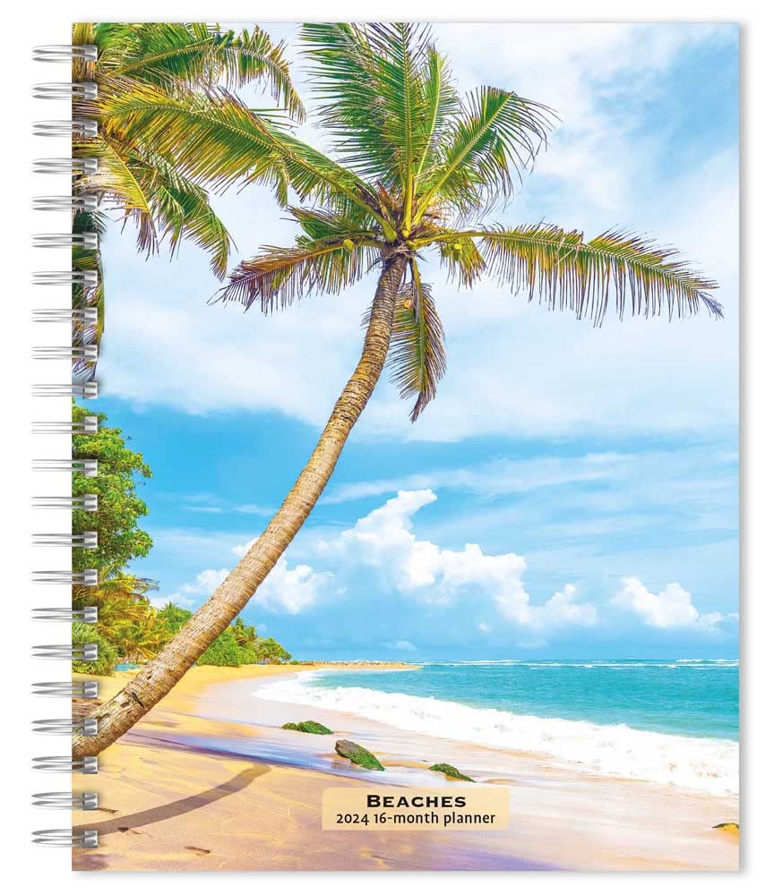 Beaches | 2024 6 x 7.75 Inch Spiral-Bound Wire-O Weekly Engagement Planner Calendar | New Full-Color Image Every Week | BrownTrout | Travel Nature Tropical cover image