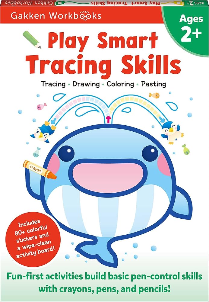 Play Smart Tracing Skills Age 2+: Preschool Activity Workbook with Stickers for Toddlers Ages 2, 3, 4: Learn Basic Pen-control Skills with Crayons, Pens and Pencils (Full Color Pages) cover image
