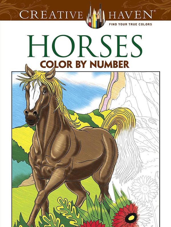 Creative Haven Horses Color by Number Coloring Book (Creative Haven Coloring Books) cover image