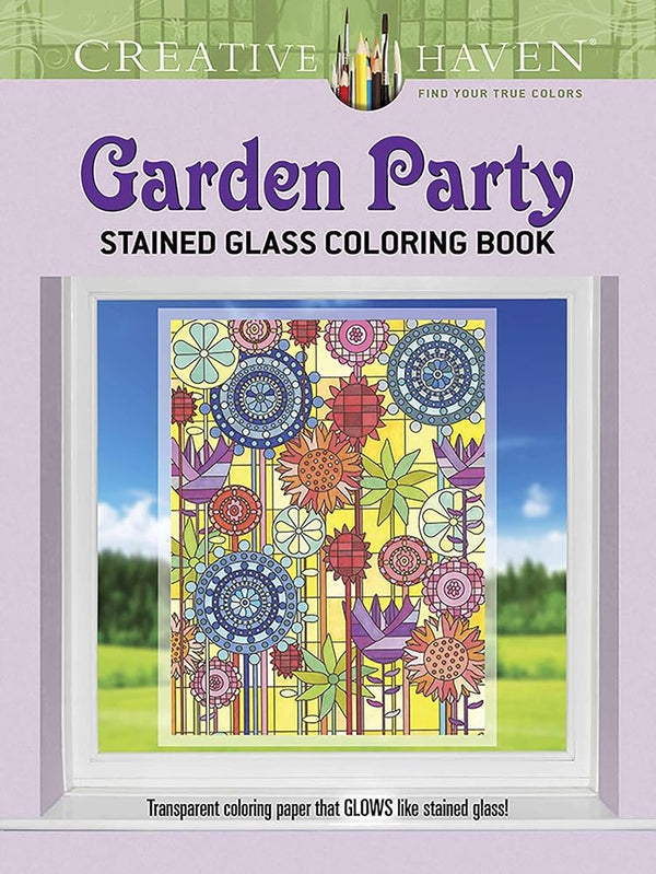 Creative Haven Garden Party Stained Glass Coloring Book (Adult Coloring Books: Flowers & Plants) cover image