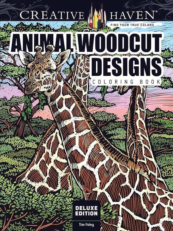 Creative Haven Deluxe Edition Animal Woodcut Designs Coloring Book (Adult Coloring Books: Animals) cover image