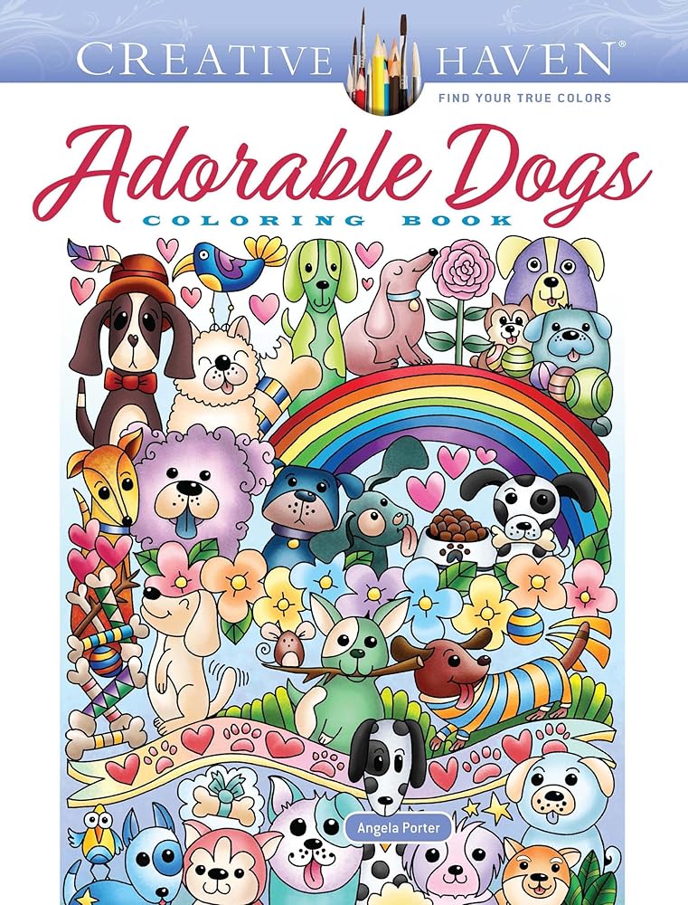 Creative Haven Adorable Dogs Coloring Book cover image