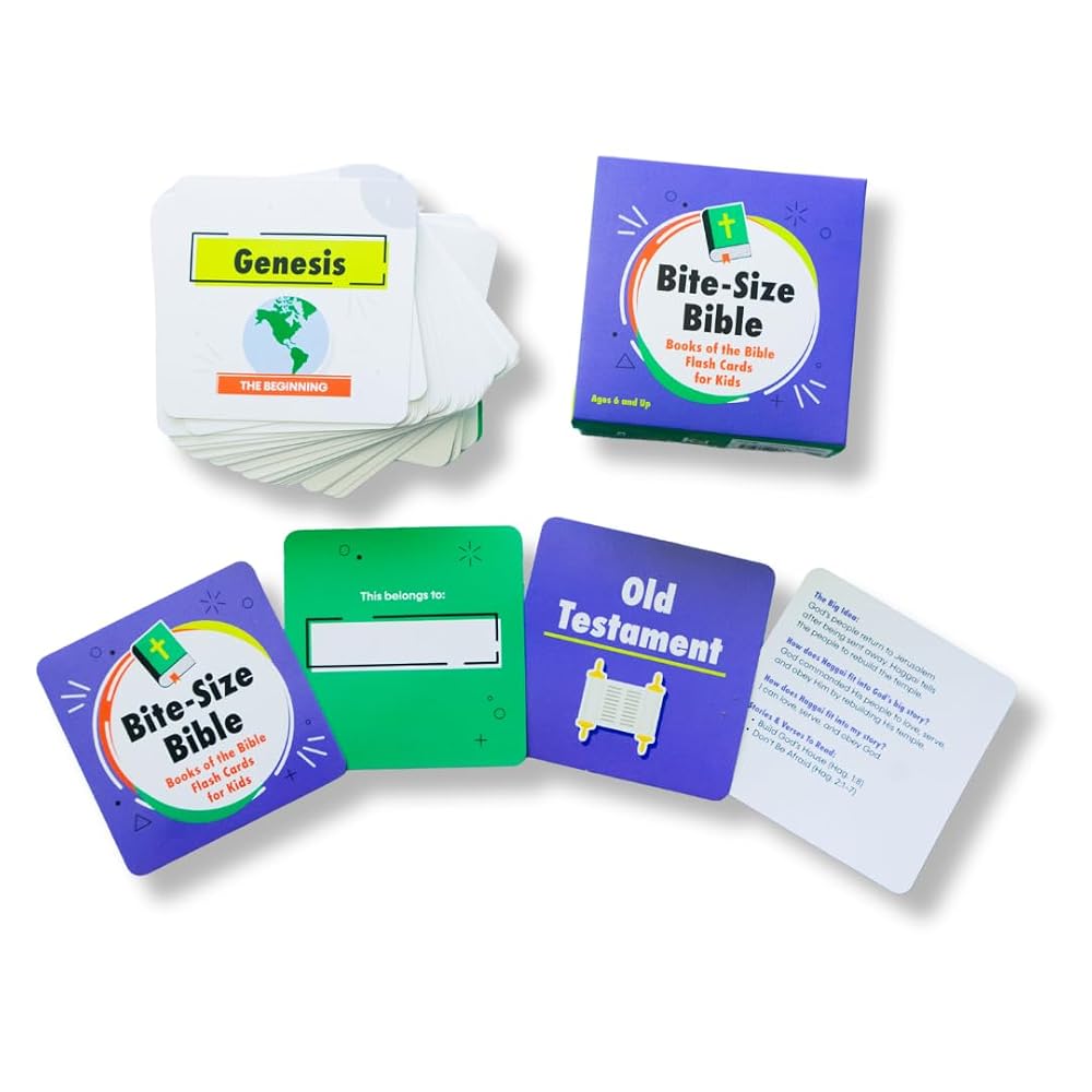 Bite-Size Bible: Books of the Bible Flash Cards for Kids (Perfect for Family Devotions, Homeshooling Curriculum, or Sunday school) cover image