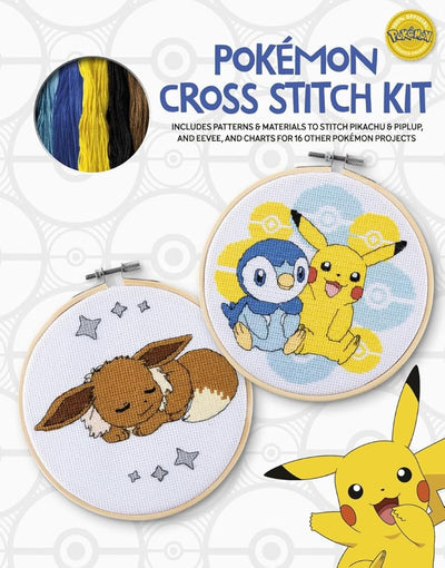 Pokémon Cross Stitch Kit: Includes patterns and materials to stitch Pikachu & Piplup, & Evee, and charts for 16 other Pokémon projects cover image