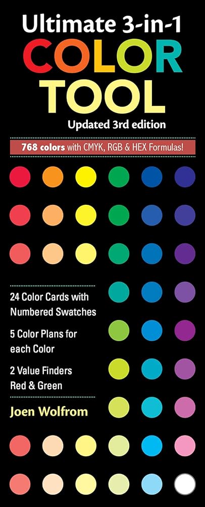 Ultimate 3-in-1 Color Tool, Updated 3rd Edition: - 24 Color Cards with Numbered Swatches - 5 Color Plans for each Color - 2 Value Finders Red & Green ... CMYK, RGB & HEX Formula (Reference Guide) cover image