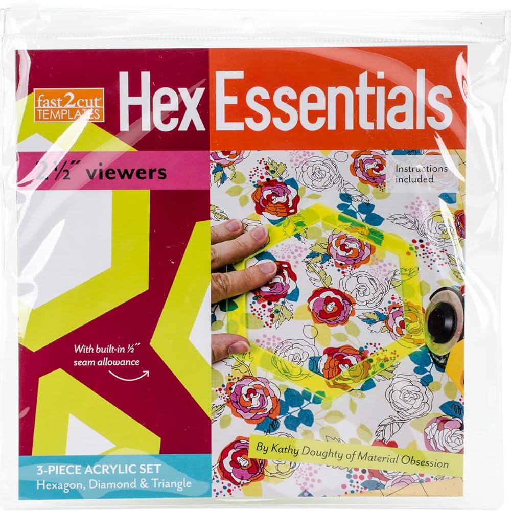 fast2cut® HexEssentials 2 1/2” Viewers: 3-Piece Acrylic Hexagon, Diamond & Triangle Set cover image