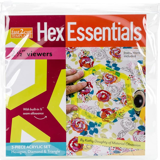 fast2cut® HexEssentials 2 1/2” Viewers: 3-Piece Acrylic Hexagon, Diamond & Triangle Set cover image
