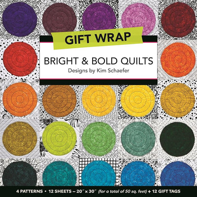 Bright & Bold Quilts Gift Wrap: 4 Patterns, 12 Sheets―20" × 30” for a total of 50 sq. ft. + 12 Gift Tags cover image