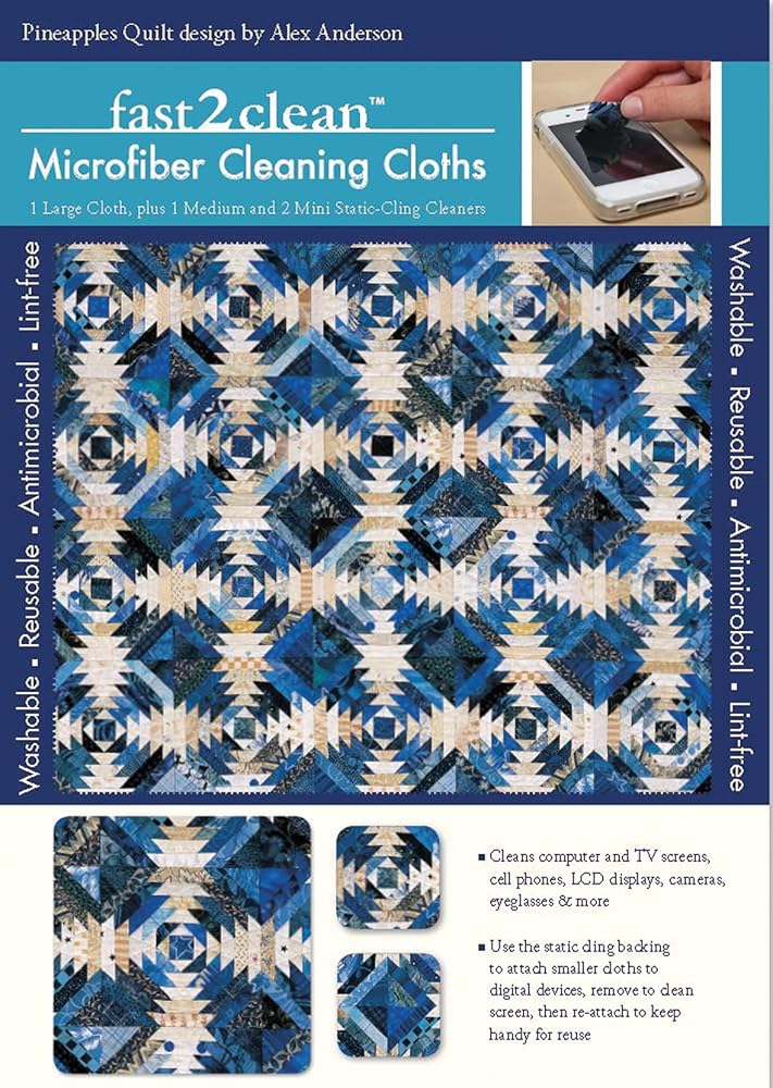 fast2clean™ Pineapples Quilt Microfiber Cleaning Cloths: 1 Large Cloth, plus 1 Medium and 2 Mini Static-Cling Cleaners cover image
