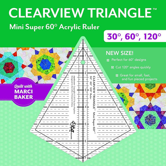 Clearview Triangle™ Mini Super 60™ Acrylic Ruler: 30 degree, 60 degree, 120 degree cover image