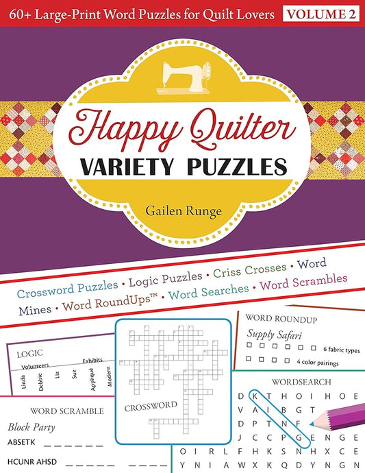 Happy Quilter Variety Puzzles: 60+ Large-print Word Puzzles for Quilt Lovers (2) cover image