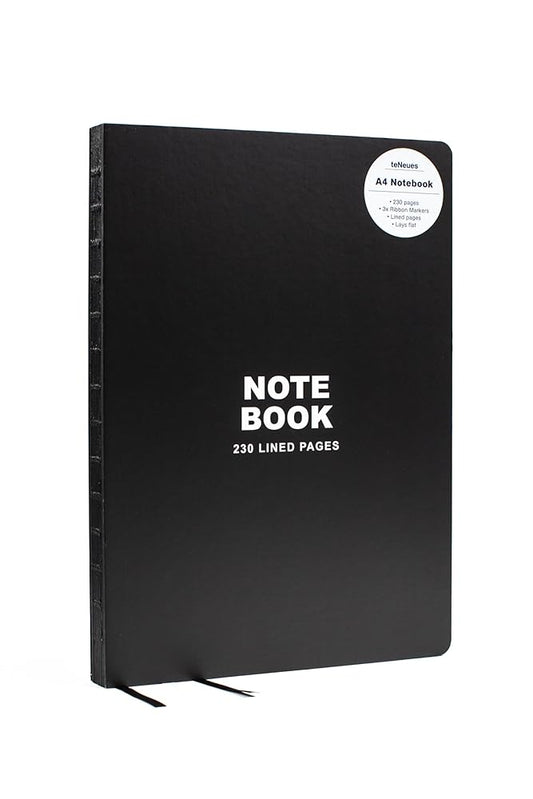 teNeues - Notebook Hardcover A4 - 230 Lined Pages with Lay Flat Binding, Classic Black: A4 Notebook: A4 Notebook cover image