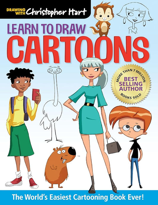 Learn to Draw Cartoons: The World’s Easiest Cartooning Book Ever! – Easy How to Draw Cartoon Characters and Animals Step by Step for Kids and Adults (Drawing with Christopher Hart) cover image