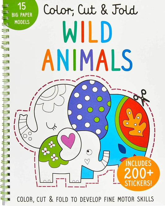 Color, Cut, and Fold: Wild Animals: (Lions, Tigers, Elephants, Art books for kids 4 - 8, Boys and Girls Coloring, Creativity and Fine Motor Skills, Kids Origami) (iSeek) cover image