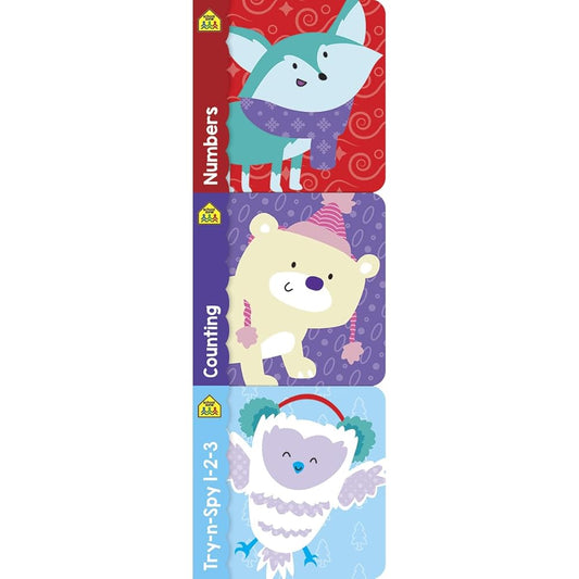 School Zone - Early Math Mini Board Books 3 Pack - Ages 1 Month+, Baby, Toddler, Preschool, Holiday, Christmas, Numbers, Counting, Try-N-Spy 1-2-3, and More (Mini Holiday Board Book 3 Pack) cover image
