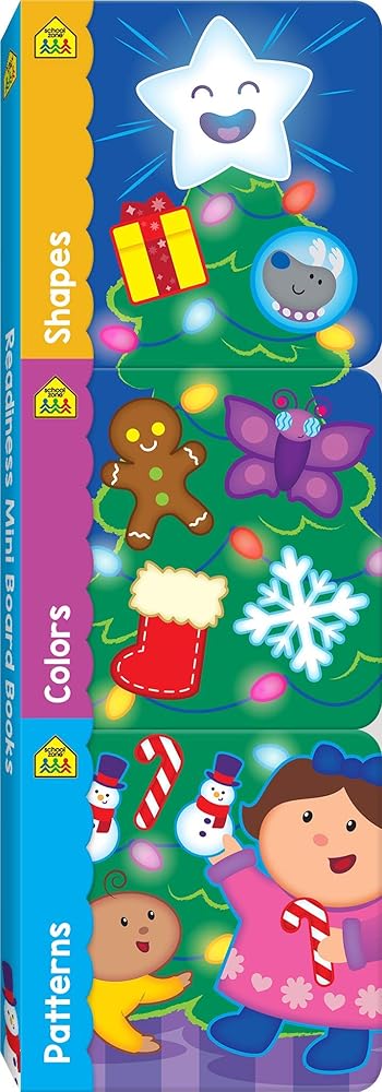School Zone - Readiness Mini Board Books - Ages 1 Month+, Baby, Toddler, Preschool, Holiday, Christmas, Shapes, Colors, Patterns, Math, Reading, and More (Mini Holiday Board Book 3 Pack) cover image
