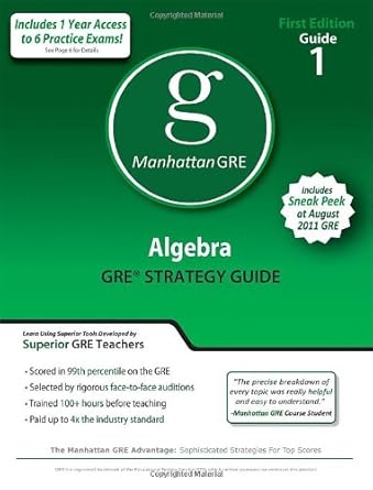 Algebra GRE Preparation Guide, 1st Edition (Manhattan Gre Prep) cover image