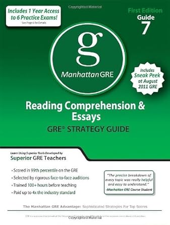 Reading Comprehension & Essays GRE Preparation Guide, 1st Edition cover image
