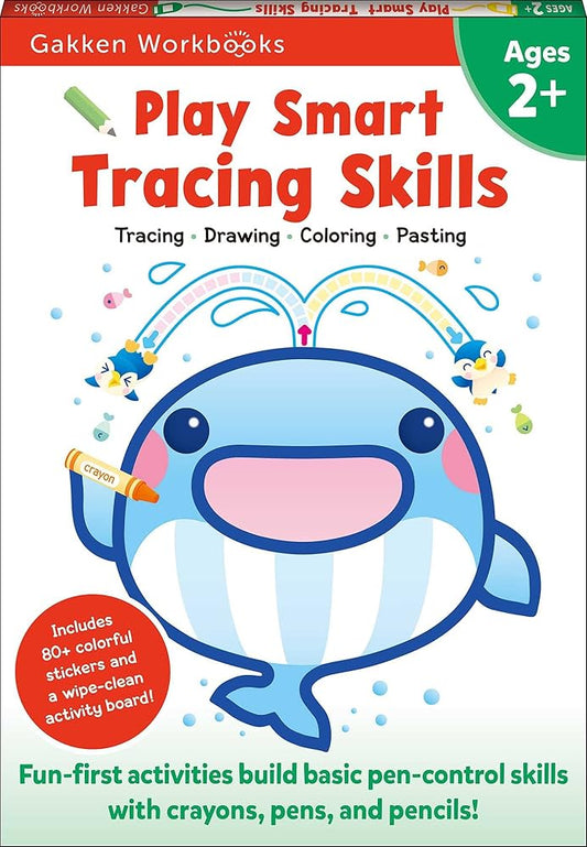 Play Smart Tracing Skills Age 2+: Preschool Activity Workbook with Stickers for Toddlers Ages 2, 3, 4: Learn Basic Pen-control Skills with Crayons, Pens and Pencils (Full Color Pages) cover image