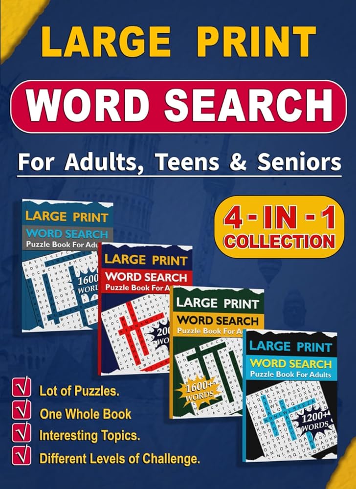 Word Search for Adults ( Large Print ): Large Print Word Search Puzzle Book for Seniors, Adults & Teens. Themed Word Find Puzzles. Activity Book & Brain Games for Adults cover image