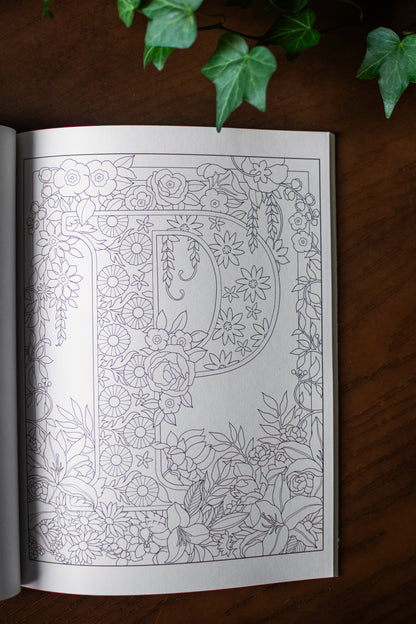 Creative Haven Beautiful Floral Alphabet Designs Coloring Book