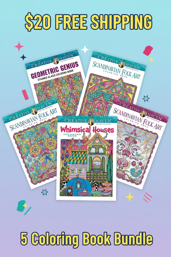 5 Coloring Book Bundle - $20 Free Shipping TikTok promo
